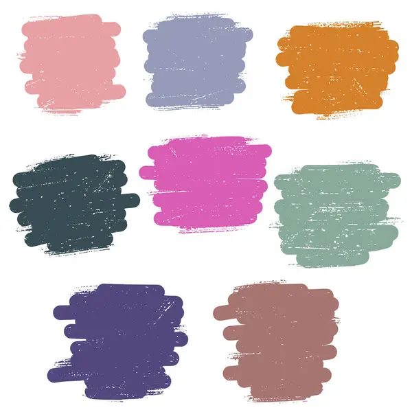 Farbige Textur Pinselstriche Alte Farbe Aufkleber Hintergrund Vektor Reihe Von — Stockvektor