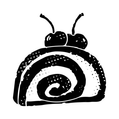 Kirazlı tatlı ekmek. Tasarım için izole edilmiş siyah element