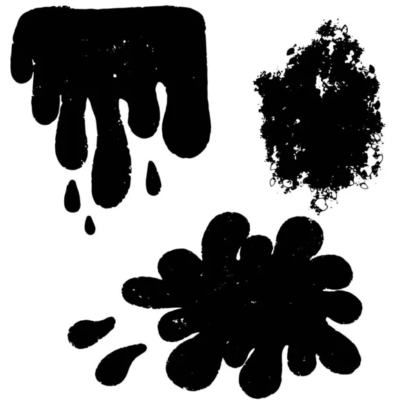 Blots Splashes Puddle Texture Stains Background Graphics Texture Vector Black — Stock Vector