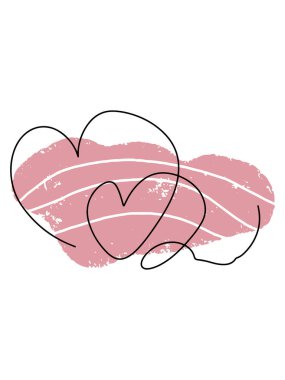 Soyut pembe noktalı kalpler. Çizgi sanatı, tek vuruş, sürekli çizgi. Kartpostal, sevgililer günü, tebrikler, sevgililer günü. Vektör