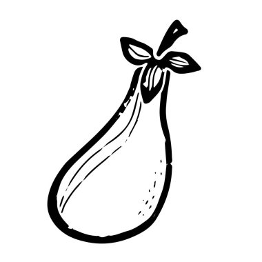 Patlıcan. Çizgi, karalama, doku çizimi. El çizimi. Vektör ögesi.