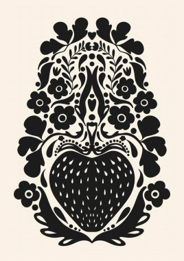 Halk Sanatı İskandinav Sanat Baskısı Norveç Duvarı Sanatı Boho Duvar Sanatı Modern Cozy Ukrayna Halk Baskısı Çilek Sarılması