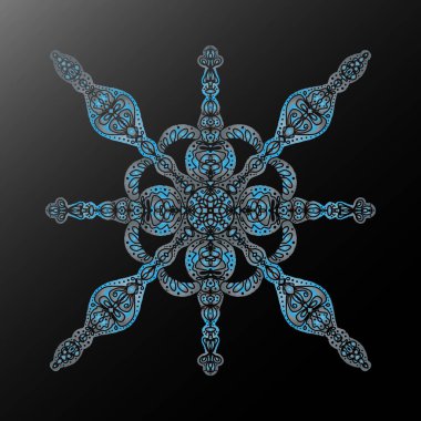 3D Mandala Kaleydoskop Etnik Motifler Gradyan Metalik Kar Tanesi Vektör Elemanı