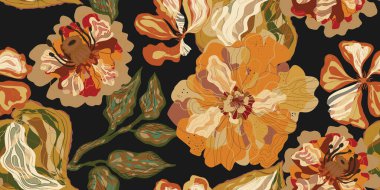 Şakayık çiçekleri ile süslü çiçek desenli fantezi, üst üste binen sonsuz vektör uyumluluğu