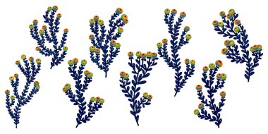 Yapraklı ve dutlu dallar. Doku. Vektör ortamı