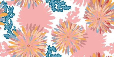 Kasımpatı Asterler soyut fantezi çiçekleri çeşitli Asya süsleme motifleri vektörleri kusursuz çakışmayan desen uyumluluğu