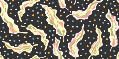 Soyut fantezi yaprakları ve noktalar çeşitli Asya süslemeleri vektörleri çakışmayan model uyumluluğu