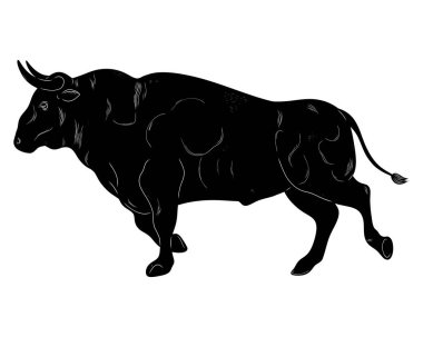 Boğa Doğal Görünümü Siyah Vektör Silüet Tasarımı Elementi