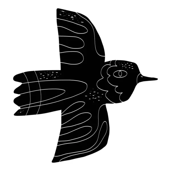 Linocut biçimi vektöründe Bird Folk sanatı siyah ögesi