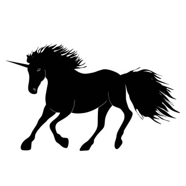 Siyah tek boynuzlu at sihirli fantezi yaratığı sanatı