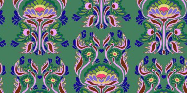 Ukrayna halk sanatı çiçek karışımı süslemeler etnik motifler vektörsüz üstüste binen desenler Petrykivka resim uyumluluğu