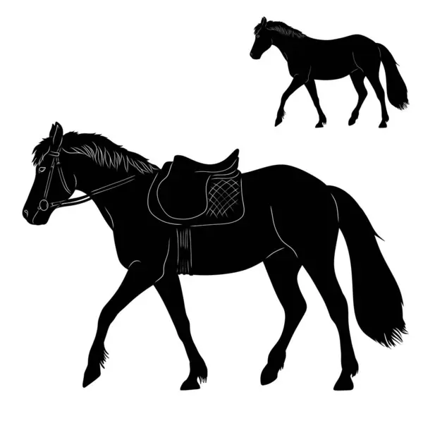 stock vector Horse walking black silhouette vector element