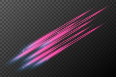 Işık efekti, pembe mavi izole alev patlaması, parlak toz çizgisi, güneş ışığı, neon ışığı, vektör etkisi.