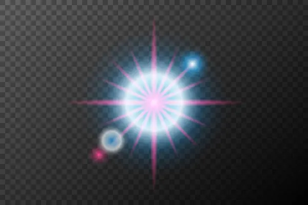 Işık efekti, pembe mavi izole alev patlaması, parlak toz çizgisi, güneş ışığı, neon ışığı, vektör etkisi.