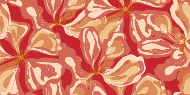Soyut fantezi çiçekleri karman çorman Asya motifleri vektörsüz çakışan desen uyumluluğu