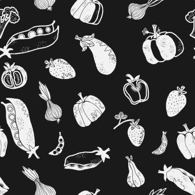 Trendy minimalism modern vegetable pattern Grunge, shabby texture of elements Scandinavian motifs Vector seamless pattern clipart