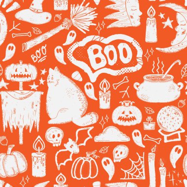 Cadılar Bayramı Sonbaharı Gizemli Retro Vintage Deseni