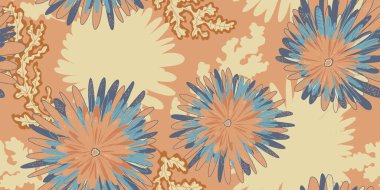 Kasımpatı Asterler soyut fantezi çiçekleri çeşitli Asya süsleme motifleri vektörleri kusursuz çakışmayan desen uyumluluğu