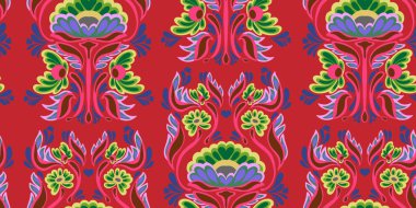 Ukrayna halk sanatı çiçek karışımı süslemeler etnik motifler vektörsüz üstüste binen desenler Petrykivka resim uyumluluğu