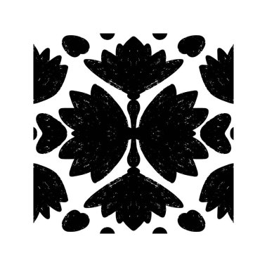 Intricate Black Symmetrical Shape Tile Grunge Texture. Stylized texture ornament, tile shapes vector element clipart