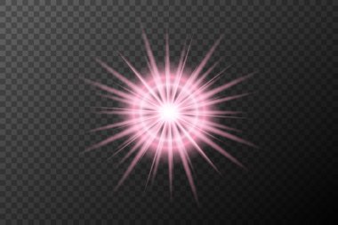 Işık efekti pembe izole alev patlaması parlak toz çizgisi güneş patlaması neon ışıklı bayram festivali, vektör elementi