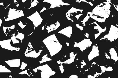 Yıkım efektli soyut arkaplan dokusu, mürekkep lekeleri, grunge. Tehlike örtüsü, kaba, kirli duvar konsepti. Siyah, gri. Yıpranmış, yıpranmış, yıpranmış. Vektör arkaplanı