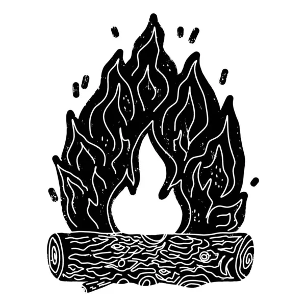 Şenlik ateşi. Siyah vektör ögesi, linocut