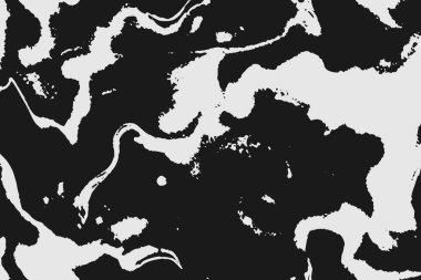 Yıkım efektli soyut arkaplan dokusu, mürekkep lekeleri, grunge. Tehlike örtüsü, kaba, kirli duvar konsepti. Siyah, gri. Yıpranmış, yıpranmış, yıpranmış. Vektör arkaplanı