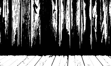 Grunge eski ahşap tahtaların, ahşap panellerin, zeminin, kapıların, duvarların siyah dokusunu detaylandırdı. Vektör arkaplanı