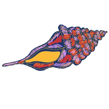 Moda tekniğinde kabuk. Deniz dünyası, kabuk dokusu, kalem darbeleri. Vektör ögesi