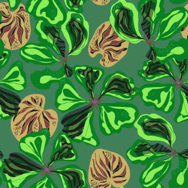 Soyut fantezi çiçekleri karman çorman Asya motifleri vektörsüz çakışan desen uyumluluğu