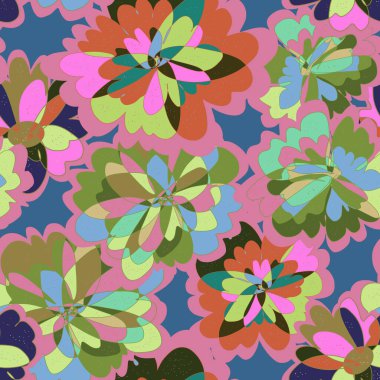 Soyut fantezi sanrısal çiçek vektörü, kusursuz desenli duvar kağıdı arka planı