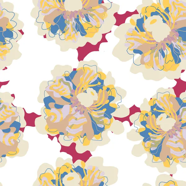 Soyut fantezi çiçekleri karman çorman Asya motifleri vektörsüz çakışan desen uyumluluğu