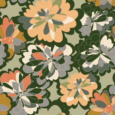 Soyut fantezi sanrısal çiçek vektörü, kusursuz desenli duvar kağıdı arka planı