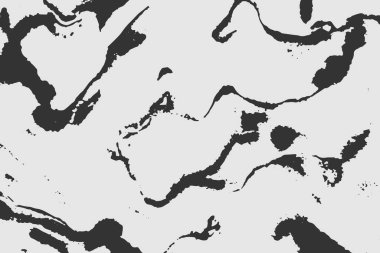 Yıkım efektli soyut arkaplan dokusu, mürekkep lekeleri, grunge. Tehlike örtüsü, kaba, kirli duvar konsepti. Siyah, gri. Yıpranmış, yıpranmış, yıpranmış. Vektör arkaplanı