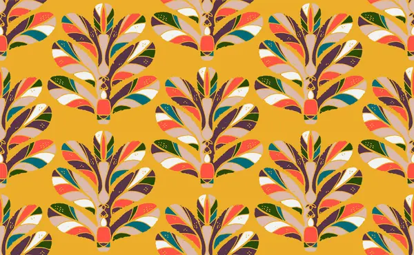 Klasik sanat tarzında dekoratif yaprakları olan kusursuz çiçek deseni. Geleneksel motiflerden esinlenilmiş klasik süsleme baskısı.