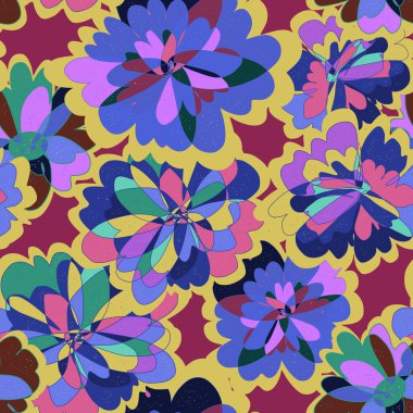 Soyut fantezi sanrısal çiçek vektörü, kusursuz desenli duvar kağıdı arka planı