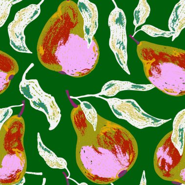 Şekillendirilmiş armutlar ve akan yapraklardan oluşan kusursuz bir desen. Sanatsal doku ve kalın şekiller onu tekstil, ambalaj, mutfak dekorasyonu ve mevsimsel tasarım projeleri için harika kılıyor..