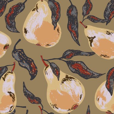 Şekillendirilmiş armutlar ve akan yapraklardan oluşan kusursuz bir desen. Sanatsal doku ve kalın şekiller onu tekstil, ambalaj, mutfak dekorasyonu ve mevsimsel tasarım projeleri için harika kılıyor..