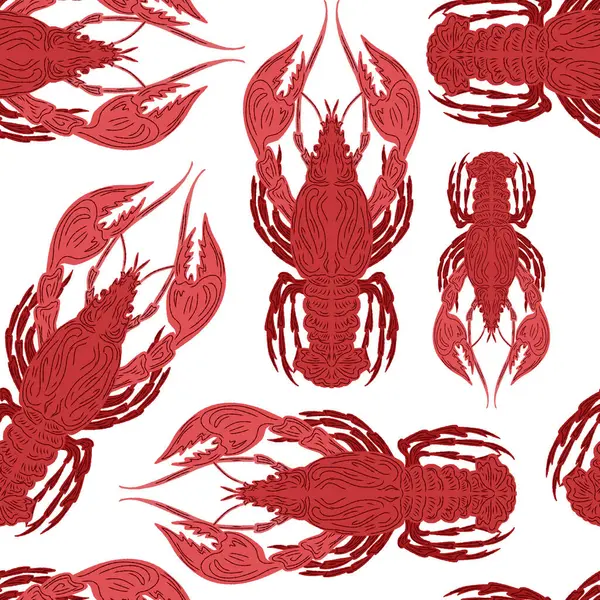 Elle çizim tekniğiyle yapılmış ıstakozlarla kusursuz desen. Akdeniz atmosferli klasik tropikal tarzda. Tekstil, duvar kağıdı, ambalaj, tasarım ve dekor için ideal.