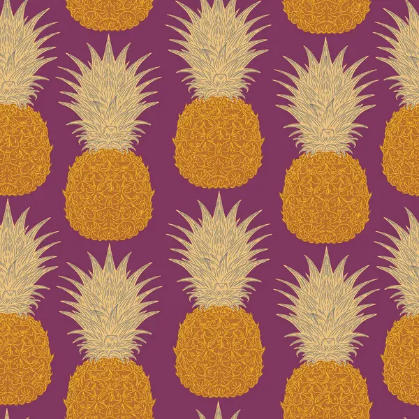 Klasik eskiz tarzında kusursuz el yapımı ananas deseni. Tropikal ve Akdeniz atmosferi. Tekstil, duvar kağıdı, ambalaj, ev dekorasyonu ve yüzey tasarımı için mükemmel..