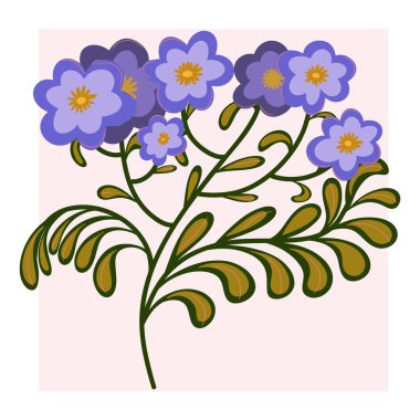 Doğadan esinlenilmiş şekillendirilmiş karalama çiçeği, düz çizim, botanik motifler