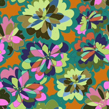 Soyut fantezi sanrısal çiçek vektörü, kusursuz desenli duvar kağıdı arka planı