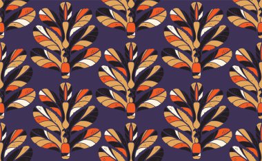 Klasik sanat tarzında dekoratif yaprakları olan kusursuz çiçek deseni. Geleneksel motiflerden esinlenilmiş klasik süsleme baskısı.