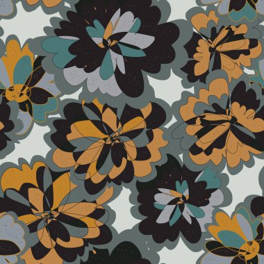 Soyut fantezi sanrısal çiçek vektörü, kusursuz desenli duvar kağıdı arka planı