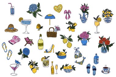 Dolce Vita, Akdeniz yaşam tarzından esinlenerek çizilmiş, renkli çizimlerden oluşan tuhaf bir set. Yiyecek, içecek, çiçek, yaz dekorasyonu ve seyahat malzemelerini içerir.