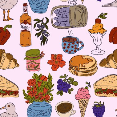 Dolce Vita koleksiyonu, Akdeniz yaşam tarzından esinlenerek canlı renk aksanlarına sahip tuhaf, pürüzsüz bir desen. El çizimi çizim biçimi