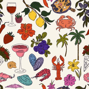 Dolce Vita koleksiyonu, Akdeniz yaşam tarzından esinlenerek canlı renk aksanlarına sahip tuhaf, pürüzsüz bir desen. El çizimi çizim biçimi