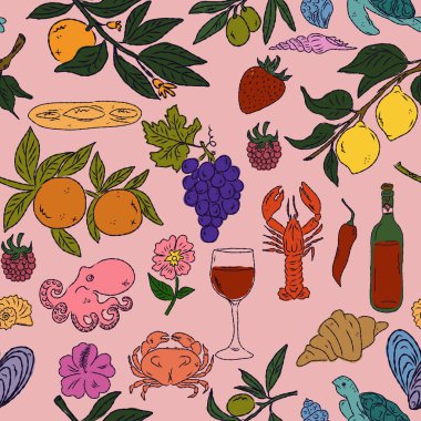 Dolce Vita koleksiyonu, Akdeniz yaşam tarzından esinlenerek canlı renk aksanlarına sahip tuhaf, pürüzsüz bir desen. El çizimi çizim biçimi