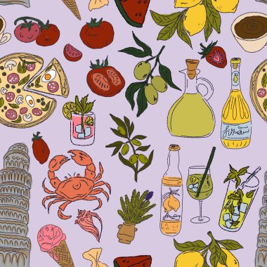 Dolce Vita koleksiyonu, Akdeniz yaşam tarzından esinlenerek canlı renk aksanlarına sahip tuhaf, pürüzsüz bir desen. El çizimi çizim biçimi